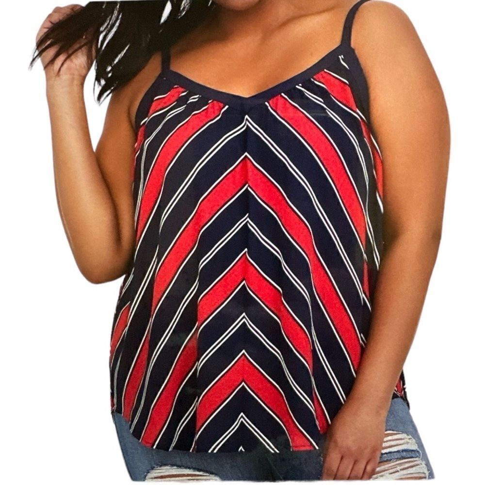 TORRID Women’s Sophie Chevron Georgette Swing Cami Red/Blue Size 2/2X/18-20